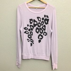 Wildfox pale pink leopard spot jumper